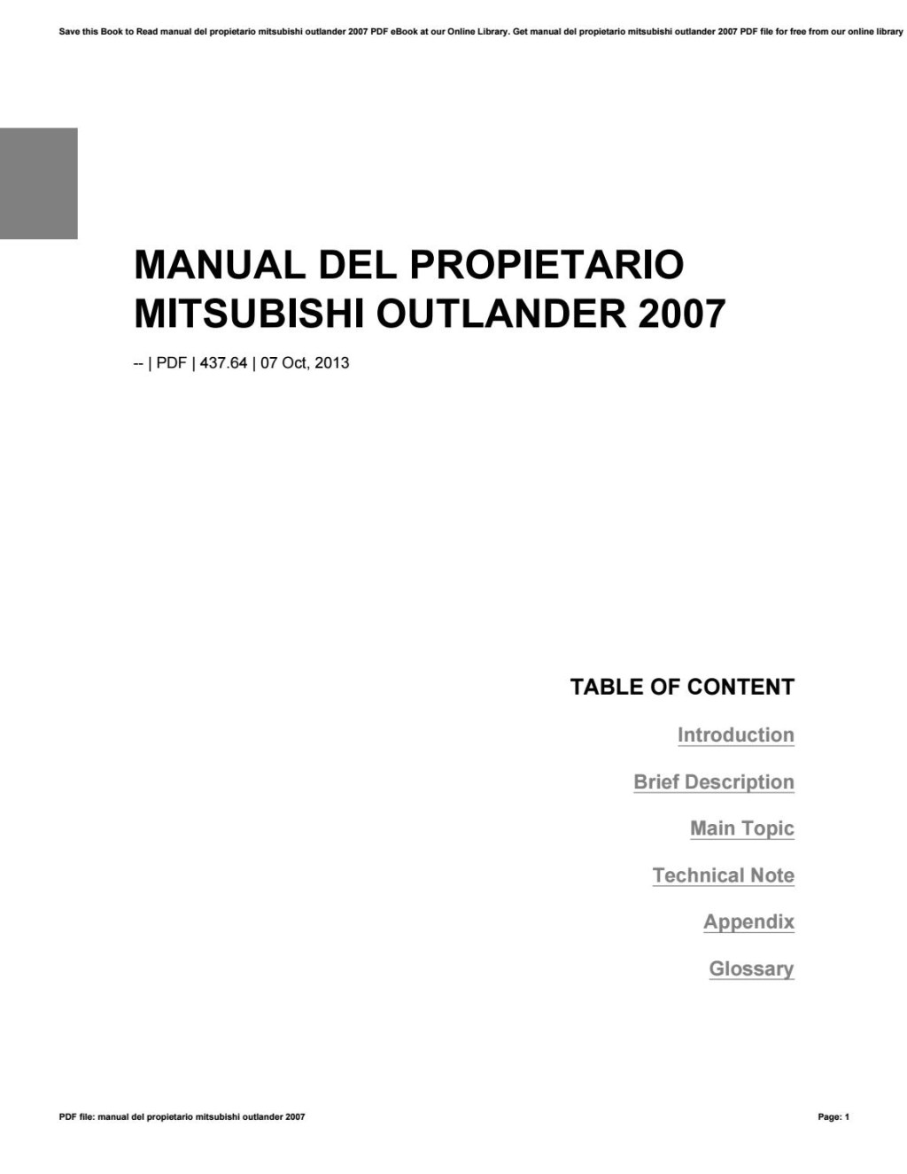 Picture of: Manual del propietario mitsubishi outlander  by hezll – Issuu