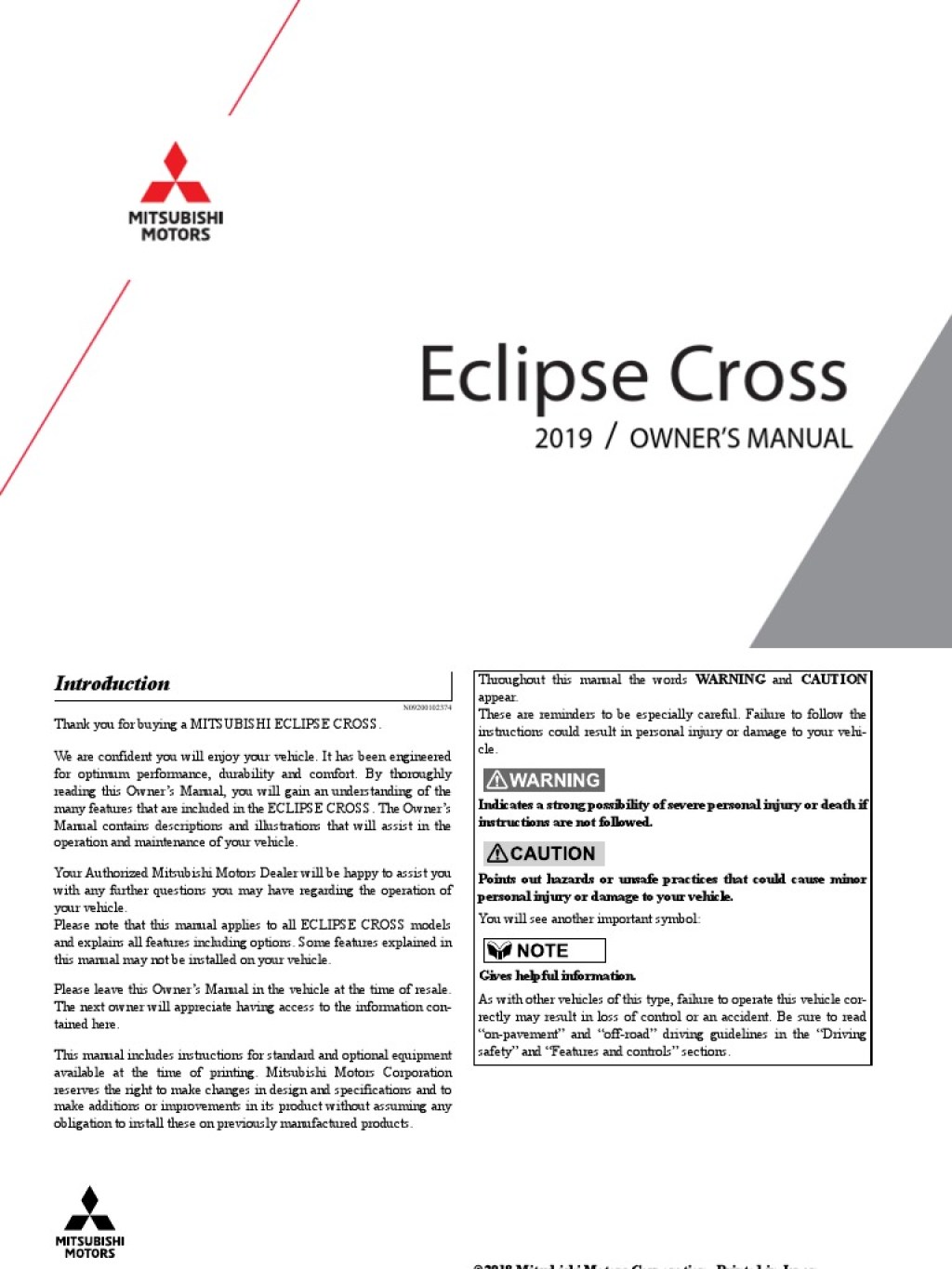Picture of: Mitsubishi Eclipse Cross  PDF  Gasoline  Airbag