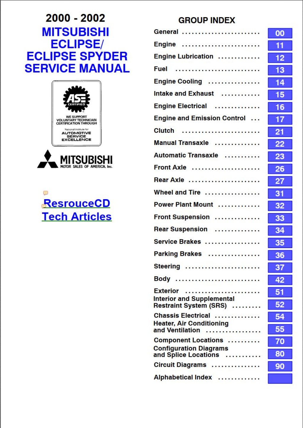 Picture of: Mitsubishi Eclipse  –  Service Manual – Download In PDF