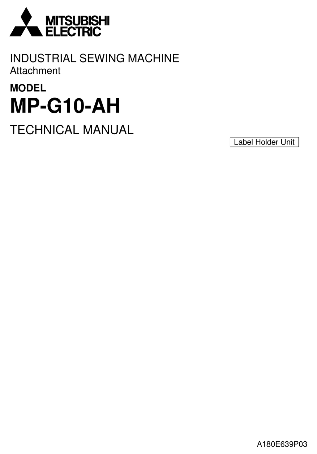 Picture of: MITSUBISHI ELECTRIC MP-G-AH TECHNICAL MANUAL Pdf Download