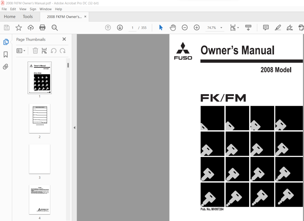 Picture of: Mitsubishi Fuso FK FM Series Truck Owner’s Manual – PDF