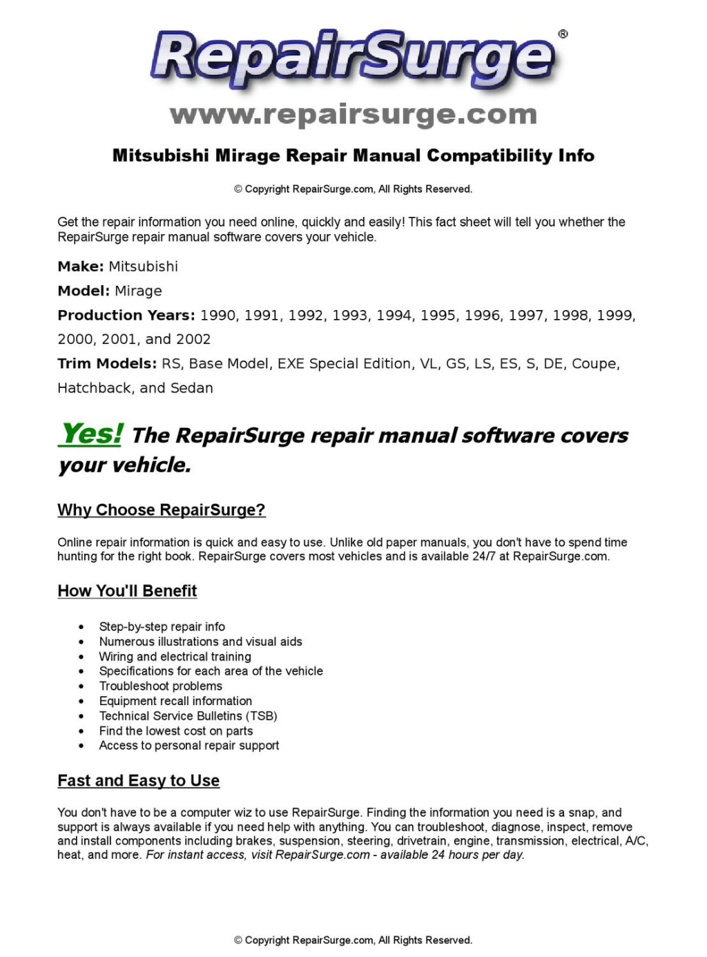 Picture of: Mitsubishi Mirage Online Repair Manual For , , ,