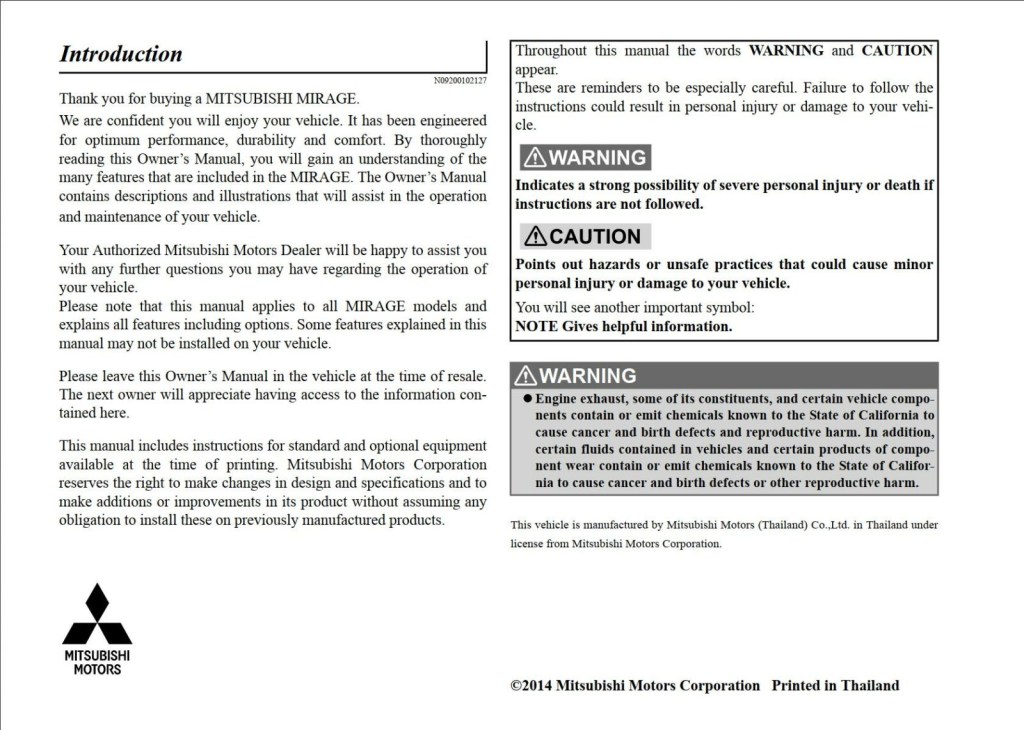 Picture of: Mitsubishi Mirage  Owner’s Manual – Download In PDF For Free