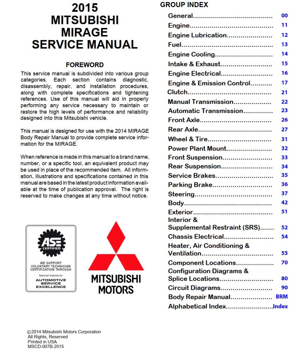 Picture of: Mitsubishi Mirage  Service Manual – Download In PDF For Free