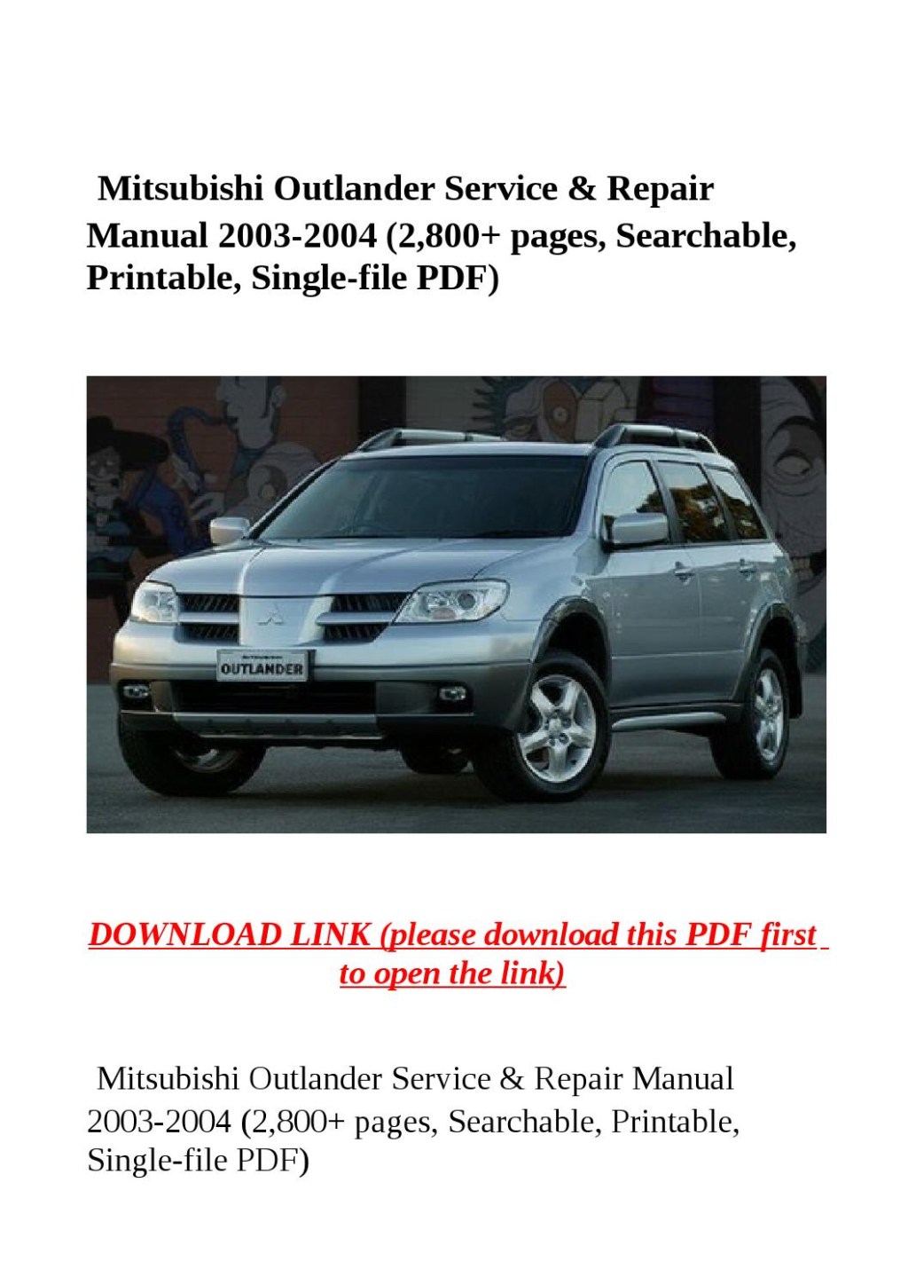 Picture of: Mitsubishi outlander service & repair manual   (,