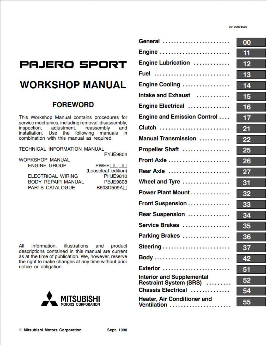Picture of: Mitsubishi Pajero Sport Workshop Manual – Download In PDF For Free