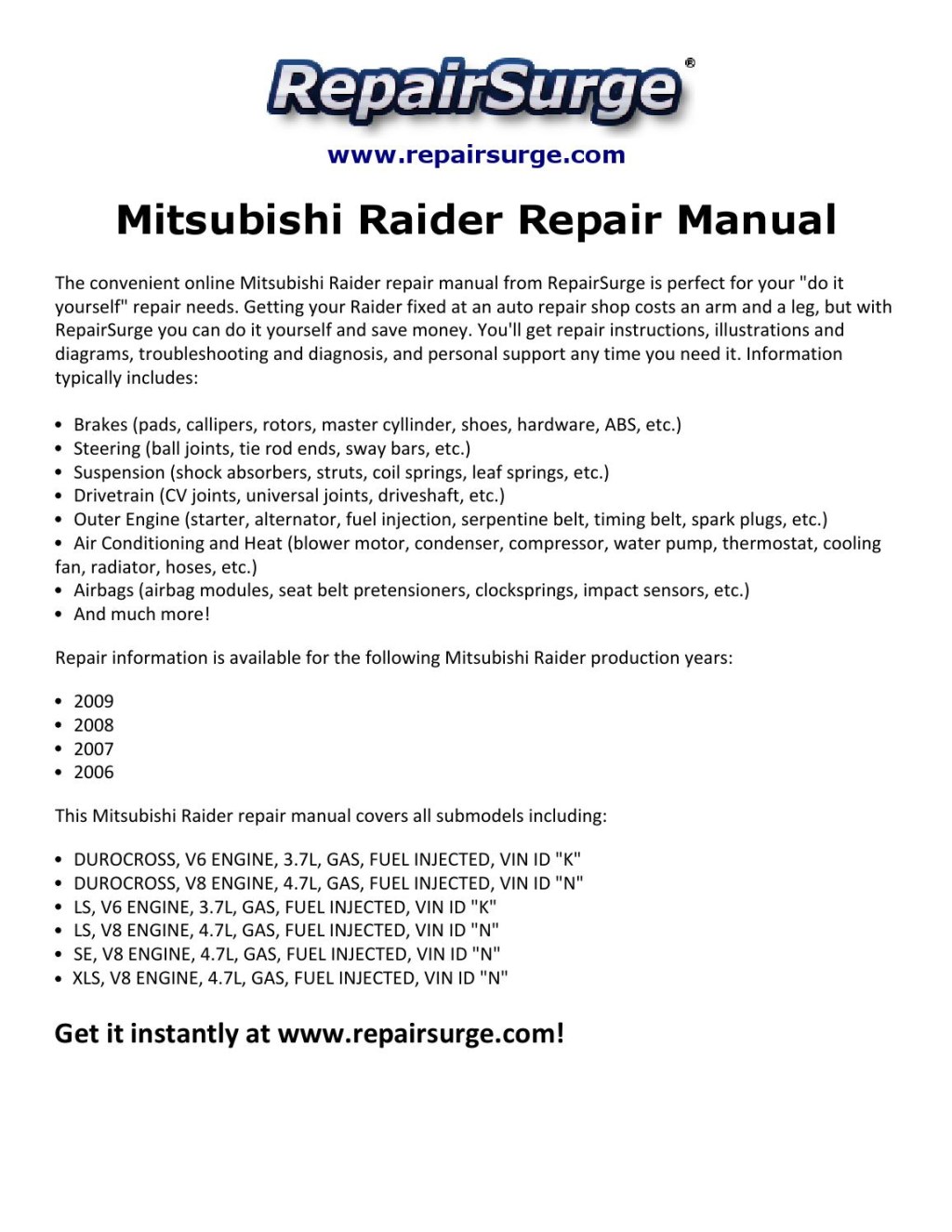 Picture of: Mitsubishi raider repair manual   by Chris Bechard – Issuu